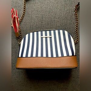 Aldo, blue and white striped shoulder purse